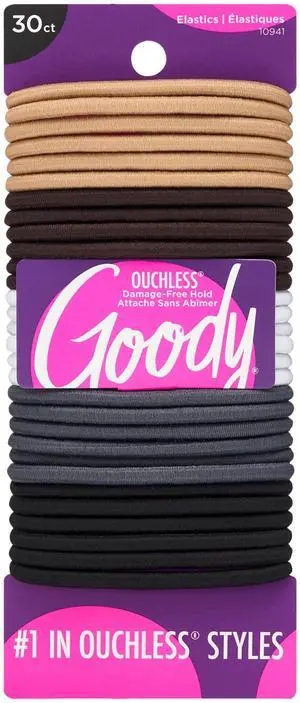 Ouchless Elastic Hair Ties, 30 Ct, Neutrals, 4MM Rubber Bands, Pain-Free Ouchless Elastic Hair Ties, 30 Ct, Neutrals, 4MM Rubber Bands, Pain-Free