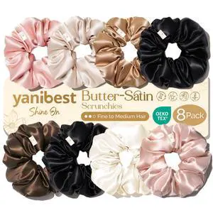 8 Pcs Satin Scrunchies - Silk Feeling Scrunchies Ponytail Holders | No Damage Frizz Free Soft Satin Hair Ties, Hair Accessories for Women Work Home Sleep Workouts 8 Pcs Satin Scrunchies - Silk Feeling Scrunchies Ponytail Holders | No Damage Frizz Free Soft Satin Hair Ties, Hair Accessories for Women Work Home Sleep Workouts