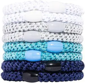 Blue Grab & Go Ponytail Holders, 8 Pack, Blue Glow | Hair Ties for Thick Hair, Silver & White Accents, No-Crease Bands with Strong Hold, Damage-Free, Cool Polished Blend Blue Grab & Go Ponytail Holders, 8 Pack, Blue Glow | Hair Ties for Thick Hair, Silver & White Accents, No-Crease Bands with Strong Hold, Damage-Free, Cool Polished Blend