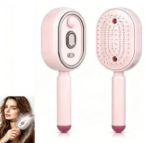 Spray Air Cushion Massage Hair Brush, Self-Clean Anti-Tangle Styling Comb, Portable Brush for Women Hair, Pink Spray Air Cushion Massage Hair Brush, Self-Clean Anti-Tangle Styling Comb, Portable Brush for Women Hair, Pink