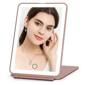 Rechargeable Travel Makeup Mirror with 72 Led Lights | Portable Lighted Beauty Mirror, 3 Color Lighting, Dimmable Touch Screen, Tabletop LED Folding Cosmetic Vanity Mirror Rechargeable Travel Makeup Mirror with 72 Led Lights | Portable Lighted Beauty Mirror, 3 Color Lighting, Dimmable Touch Screen, Tabletop LED Folding Cosmetic Vanity Mirror