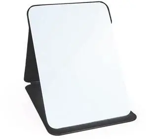 Makeup Mirror, 6x8 Inches Portable PU Leather Mirror, Folding Desktop Vanity Mirror with Adjustable Stand for Vanity Table, Office, Travel (M, Black) Makeup Mirror, 6x8 Inches Portable PU Leather Mirror, Folding Desktop Vanity Mirror with Adjustable Stand for Vanity Table, Office, Travel (M, Black)