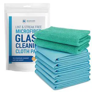 Claro 2 Step Glass Cleaning Cloth 8-Pack Green Wet & Blue Dry Microfiber Towels Cleaning for Windows, Mirrors & Glass - Streak and Lint Free Cloth for Home, TV, Shower - Machine Washable Claro 2 Step Glass Cleaning Cloth 8-Pack Green Wet & Blue Dry Microfiber Towels Cleaning for Windows, Mirrors & Glass - Streak and Lint Free Cloth for Home, TV, Shower - Machine Washable