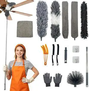 15 PCS Feather Dusters for Cleaning, Microfiber Duster with Extension Pole 100in, Extendable Duster for High Ceilings, Ceiling Fans, Baseboards, Blinds, Car Interior - Washable Reusable Dusting Tools 15 PCS Feather Dusters for Cleaning, Microfiber Duster with Extension Pole 100in, Extendable Duster for High Ceilings, Ceiling Fans, Baseboards, Blinds, Car Interior - Washable Reusable Dusting Tools