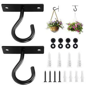 2Pack 2.5In Ceiling Hooks for Hanging Plant, Wall Hanger Plant Holder Black | Hang planters, flower baskets, wind chimes, lanterns, lights, bird feeders, metal hook for indoor & outdoor porch 2Pack 2.5In Ceiling Hooks for Hanging Plant, Wall Hanger Plant Holder Black | Hang planters, flower baskets, wind chimes, lanterns, lights, bird feeders, metal hook for indoor & outdoor porch