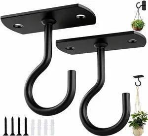 Ceiling Hooks for Hanging Plants 2Pack 2.5in,Wall Plant Hooks Black | for Plants,Lights,Planters,Lanterns,Hanging Bird Feeders,Wind Chimes,indoor&Outdoor Decoration Ceiling Hooks for Hanging Plants 2Pack 2.5in,Wall Plant Hooks Black | for Plants,Lights,Planters,Lanterns,Hanging Bird Feeders,Wind Chimes,indoor&Outdoor Decoration