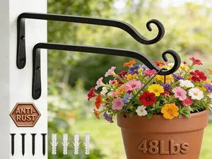 10" Heavy Duty Outdoor Plant Hanger Wall Bracket, 2 Pack | 48lb Capacity,Rust-Resistant Finish,Easy Installation,Fit Hanging Baskets,Ideal for Bird Feeders & Lanterns 10" Heavy Duty Outdoor Plant Hanger Wall Bracket, 2 Pack | 48lb Capacity,Rust-Resistant Finish,Easy Installation,Fit Hanging Baskets,Ideal for Bird Feeders & Lanterns
