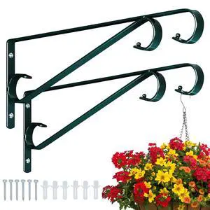 Plant Hangers Outdoor (2 Pack-15.4 Inch Blackish Green) Plant Hooks Heavy Duty Iron Plant Hanger Hook for Wall, Hanging Plant Bracket for Planters, Bird Feeders, Lanterns Plant Hangers Outdoor (2 Pack-15.4 Inch Blackish Green) Plant Hooks Heavy Duty Iron Plant Hanger Hook for Wall, Hanging Plant Bracket for Planters, Bird Feeders, Lanterns