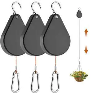 Upgraded Retractable Plant Hanger,Plant Pulleys for Hanging Plants,Easy to Raise and Lower,Auto Lock,Heavy Duty, Adjustable Hook for Garden Baskets Pots,Birds Feeder,(3Pcs,Black) Upgraded Retractable Plant Hanger,Plant Pulleys for Hanging Plants,Easy to Raise and Lower,Auto Lock,Heavy Duty, Adjustable Hook for Garden Baskets Pots,Birds Feeder,(3Pcs,Black)