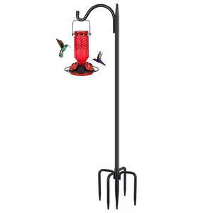 Adjustable Outdoor Shepherd Hook Bird Feeder Pole with 5 Prongs Base, 60 Inch Tall 5/8 Inch Thick, Heavy Duty Shepard Hook Stand for Hanging Bird Feeders, Plant Baskets, Black (1 Pack) Adjustable Outdoor Shepherd Hook Bird Feeder Pole with 5 Prongs Base, 60 Inch Tall 5/8 Inch Thick, Heavy Duty Shepard Hook Stand for Hanging Bird Feeders, Plant Baskets, Black (1 Pack)