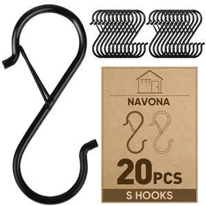 20 Pcs S Hooks for Hanging Heavy Duty, Metal S Hook with Safety Buckle | 3.5-inch S Hook for Hanging Plants, Suitable for 0.5 inch Rods, Purse Hooks, Perfect for Closet, Kitchen, Pot, Pan, Bags 20 Pcs S Hooks for Hanging Heavy Duty, Metal S Hook with Safety Buckle | 3.5-inch S Hook for Hanging Plants, Suitable for 0.5 inch Rods, Purse Hooks, Perfect for Closet, Kitchen, Pot, Pan, Bags