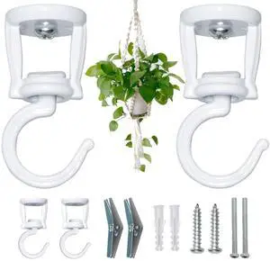 Ceiling Hooks for Hanging Plants, Heavy Duty Metal Plant Hooks for Ceilings, Screw-in Hooks for Hanging Birdfeeders, Lamps, Planters, Outdoor Decorative Hooks up to 33 lbs. (2, White) Ceiling Hooks for Hanging Plants, Heavy Duty Metal Plant Hooks for Ceilings, Screw-in Hooks for Hanging Birdfeeders, Lamps, Planters, Outdoor Decorative Hooks up to 33 lbs. (2, White)