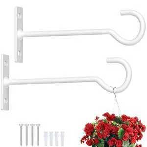 6In Metal Plant Wall Hooks 2Pack Indoor Outdoor Hanging Brackets White | Decorative heavy duty metal hangers,for flower baskets, lanterns,bird feeders and wind chimes,home decor indoor and outdoor 6In Metal Plant Wall Hooks 2Pack Indoor Outdoor Hanging Brackets White | Decorative heavy duty metal hangers,for flower baskets, lanterns,bird feeders and wind chimes,home decor indoor and outdoor