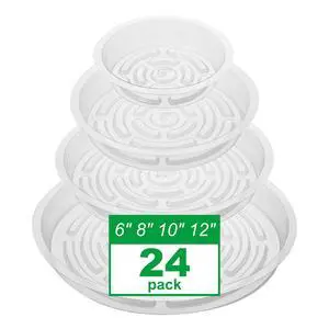 24 Pack Clear Plant Saucers - 6, 8, 10, 12 Inch Plastic Plant Trays for Pots, Flower Pot Saucers, Indoor & Outdoor Planter Drip Tray for Water Drainage & Protection 24 Pack Clear Plant Saucers - 6, 8, 10, 12 Inch Plastic Plant Trays for Pots, Flower Pot Saucers, Indoor & Outdoor Planter Drip Tray for Water Drainage & Protection
