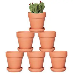 4 Inch Terracotta Pots with Saucer - 6 Pack Small Clay Plant Pots with Drainage Holes, Flower Pots with Tray, Terra Cotta Pots for Indoor Outdoor Plants, Crafts, Wedding Favor 4 Inch Terracotta Pots with Saucer - 6 Pack Small Clay Plant Pots with Drainage Holes, Flower Pots with Tray, Terra Cotta Pots for Indoor Outdoor Plants, Crafts, Wedding Favor