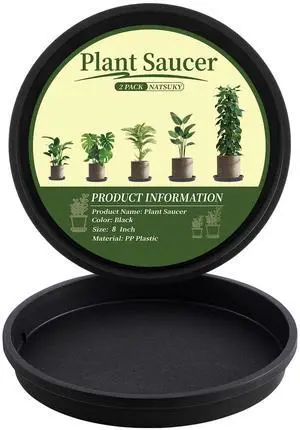 Plant Saucer 8 inch 2 Pack Round Plastic Heavy Duty Pot Tray for Outdoors | Indoors Drip Container Black Drain Flower Catch Water Large Deep Saucers No Holes Plant Saucer 8 inch 2 Pack Round Plastic Heavy Duty Pot Tray for Outdoors | Indoors Drip Container Black Drain Flower Catch Water Large Deep Saucers No Holes