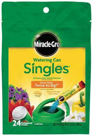 Watering Can Singles All Purpose Plant Food, 24 Packets | Water Soluble, Fertilizer for Flowers, Vegetables, Houseplants, Trees, Indoor and Outdoor Plants Watering Can Singles All Purpose Plant Food, 24 Packets | Water Soluble, Fertilizer for Flowers, Vegetables, Houseplants, Trees, Indoor and Outdoor Plants