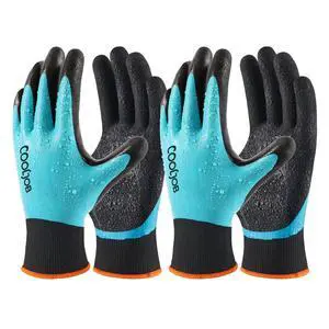 Waterproof Gardening Work Gloves with grip for Women & Men, Double Rubber Coated for Garden Yard Outdoor Construction Worker, Blue Medium Size 2 Pairs Waterproof Gardening Work Gloves with grip for Women & Men, Double Rubber Coated for Garden Yard Outdoor Construction Worker, Blue Medium Size 2 Pairs