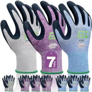 7 Pairs Women Gardening Gloves, EN388 2131X Outdoor Protective Work Gloves with Breathable Micro-Foam Coating for Gardening, General Purpose, Courtyard, 3 Purple + 3Blue +1 Grey 7 Pairs Women Gardening Gloves, EN388 2131X Outdoor Protective Work Gloves with Breathable Micro-Foam Coating for Gardening, General Purpose, Courtyard, 3 Purple + 3Blue +1 Grey