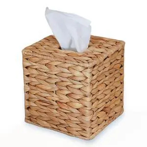 Water Hyacinth Handwoven Tissue Box Cover, Natural Handmade Wicker Napkin Box Holder, Handcrafted Square Facial Tissue, Rustic Decorative on Table and Bathroom, Office, Boho Decorative Water Hyacinth Handwoven Tissue Box Cover, Natural Handmade Wicker Napkin Box Holder, Handcrafted Square Facial Tissue, Rustic Decorative on Table and Bathroom, Office, Boho Decorative