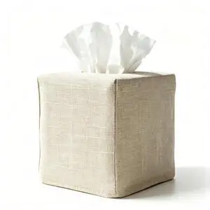 Tissue Box Cover, Cute Beige Linen Fabric Decorative Square Tissue Box Holder/Organizer for Bathroom Vanity Countertop/Office/Nightstand/Desk Tissue Box Cover, Cute Beige Linen Fabric Decorative Square Tissue Box Holder/Organizer for Bathroom Vanity Countertop/Office/Nightstand/Desk