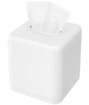 Tissue Box Cover with Base, Square Plastic Tissue Box Holder Decorative Tissue Cover Modern Cube Facial Tissue Dispenser for Bathroom Vanity Countertop, Living Room, Bedroom, Office - White Tissue Box Cover with Base, Square Plastic Tissue Box Holder Decorative Tissue Cover Modern Cube Facial Tissue Dispenser for Bathroom Vanity Countertop, Living Room, Bedroom, Office - White
