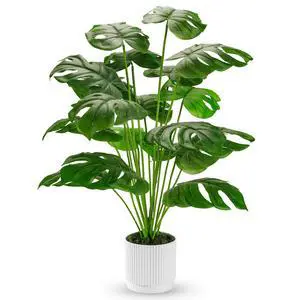 28" Fake Plants, Artificial Monstera Plants Indoor in White Pot | Faux outdoor plants add bright, clean tropical greenery to modern home office, bedroom, entryway, front porch and house decor 28" Fake Plants, Artificial Monstera Plants Indoor in White Pot | Faux outdoor plants add bright, clean tropical greenery to modern home office, bedroom, entryway, front porch and house decor