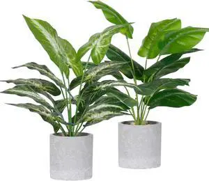 2 Pack 16" Indoor Fake Plants Sage Green for Office Desk Decor | Tropical artificial plantsbendable leavessized for desk shelf bathroom and home decorno watering neededfade resistant 2 Pack 16" Indoor Fake Plants Sage Green for Office Desk Decor | Tropical artificial plantsbendable leavessized for desk shelf bathroom and home decorno watering neededfade resistant
