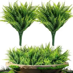 10PCS Fake Fern for Outdoor - Artificial Boston Fern Stems Decor | Realistic Fake Greenery for Large Planters, Vase, Porch, Patio, Garden Decor, Faux Plants for Indoor, Outdoor Home Decoration 10PCS Fake Fern for Outdoor - Artificial Boston Fern Stems Decor | Realistic Fake Greenery for Large Planters, Vase, Porch, Patio, Garden Decor, Faux Plants for Indoor, Outdoor Home Decoration