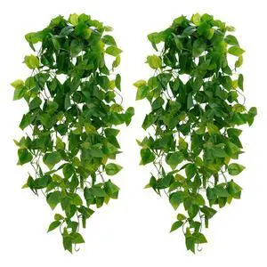 Fake Hanging Plants, 2pcs Artificial Pothos Vines Faux Plants Greenery for Wall Home Living Room Office Indoor Outdoor Decor (No Baskets) Fake Hanging Plants, 2pcs Artificial Pothos Vines Faux Plants Greenery for Wall Home Living Room Office Indoor Outdoor Decor (No Baskets)