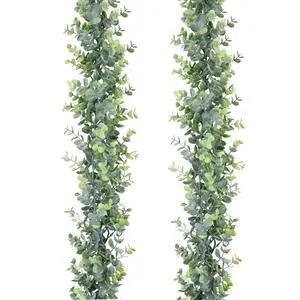 Faux Eucalyptus Garland Plant, 2 Pack Artificial Vines Hanging Eucalyptus Leaves Greenery Garland for Wedding Backdrop Arch Wall Decor, 6 Feet/pcs UV Protected Indoor Outdoor Faux Eucalyptus Garland Plant, 2 Pack Artificial Vines Hanging Eucalyptus Leaves Greenery Garland for Wedding Backdrop Arch Wall Decor, 6 Feet/pcs UV Protected Indoor Outdoor