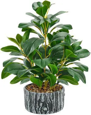 15.7" Artificial Plants Indoor for Office Desk Bathroom Decor | Fake plants round, broad & layered leaves with a textured planter create a fuller, softer look for shelves, desks & entryways 15.7" Artificial Plants Indoor for Office Desk Bathroom Decor | Fake plants round, broad & layered leaves with a textured planter create a fuller, softer look for shelves, desks & entryways