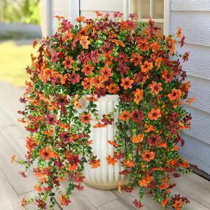 Artificial Fall Fake Flowers for Outdoor Fall Decoration | 2 Pcs Faux Hanging Flowers,UV Resistant Look Real Faux Mums Silk Flower for Outside Home Porch Patio Yard Balcony Planter Artificial Fall Fake Flowers for Outdoor Fall Decoration | 2 Pcs Faux Hanging Flowers,UV Resistant Look Real Faux Mums Silk Flower for Outside Home Porch Patio Yard Balcony Planter