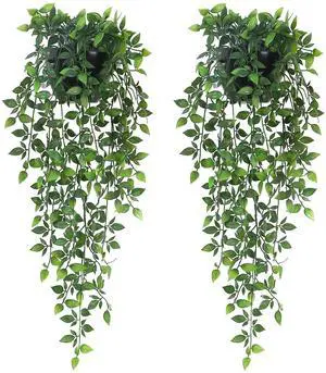 Artificial Hanging Plants,2 Pack Fake Wall Plants,Faux Mandala Vines Potted Plant,Plastic Greenery with Wall Planter for Indoor Outdoor Garden Patio Office Décor Artificial Hanging Plants,2 Pack Fake Wall Plants,Faux Mandala Vines Potted Plant,Plastic Greenery with Wall Planter for Indoor Outdoor Garden Patio Office Décor