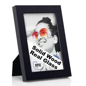 5x7 Solid Wood Picture Frame with Real Glass Cover Black | for Wall or Tabletop, Gift-Ready in White Box 5x7 Solid Wood Picture Frame with Real Glass Cover Black | for Wall or Tabletop, Gift-Ready in White Box