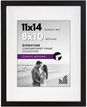 11x14 Picture Frame with Shatter-Resistant Glass - Use as 8x10 Frame with Mat or Display 11x14 Photo Without Mat - Signature Collection - Picture Frames for Wall Display - Black | Shatter-resistant 11x14 Picture Frame with Shatter-Resistant Glass - Use as 8x10 Frame with Mat or Display 11x14 Photo Without Mat - Signature Collection - Picture Frames for Wall Display - Black | Shatter-resistant