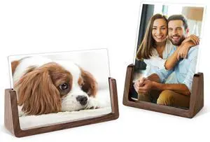 Picture Frame 2 Pack - Rustic Wooden Picture Frames with Walnut Wood Base and High Definition Break Free Acrylic Photo Covers for Desk Tabletop Display Teacher Father Gifts (Horizontal + Vertical) Picture Frame 2 Pack - Rustic Wooden Picture Frames with Walnut Wood Base and High Definition Break Free Acrylic Photo Covers for Desk Tabletop Display Teacher Father Gifts (Horizontal + Vertical)