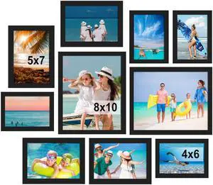 10 Pack Picture Frames Collage Wall Decor, Gallery Wall Frame Set for Tabletop or Wall Mounting Display, Multi Size with Two 8x10, Four 5x7, and Four 4x6 Photo Frames, Black 10 Pack Picture Frames Collage Wall Decor, Gallery Wall Frame Set for Tabletop or Wall Mounting Display, Multi Size with Two 8x10, Four 5x7, and Four 4x6 Photo Frames, Black