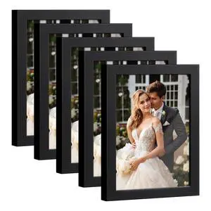 4x6 Picture Frame Set of 5, Wall or Tabletop Display, Black | Black Picture Frames 4x6 Display Photos 3.5x5 with Mat or 4x6 without, Gallery Wall Frame Set, Modern Classic Home Decor 4x6 Picture Frame Set of 5, Wall or Tabletop Display, Black | Black Picture Frames 4x6 Display Photos 3.5x5 with Mat or 4x6 without, Gallery Wall Frame Set, Modern Classic Home Decor