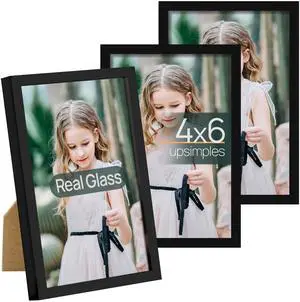 4x6 Picture Frame Glass, Thin Border, Black Photo Frames, 3 Pack | Small Picture Frames, Fit 4 x 6 Photos for Family, Baby, Wall and Tabletop Display, Home Decor for Mothers Day, Christmas 4x6 Picture Frame Glass, Thin Border, Black Photo Frames, 3 Pack | Small Picture Frames, Fit 4 x 6 Photos for Family, Baby, Wall and Tabletop Display, Home Decor for Mothers Day, Christmas