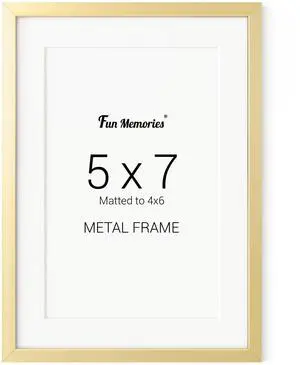 5x7 Metal Picture Frame - 5 x 7 Metal Photo Frames with 4x6 Removable Mat- Ideal for Wall or Tabletop Display - Wall Hook Hanging Hardware Included (Gold, 1 Pack) 5x7 Metal Picture Frame - 5 x 7 Metal Photo Frames with 4x6 Removable Mat- Ideal for Wall or Tabletop Display - Wall Hook Hanging Hardware Included (Gold, 1 Pack)