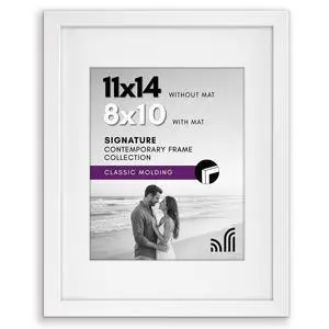 11x14 Picture Frame with Shatter-Resistant Glass - Use as 8x10 Frame with Mat or Display 11x14 Photo Without Mat - Signature Collection 11x14 Picture Frame with Shatter-Resistant Glass - Use as 8x10 Frame with Mat or Display 11x14 Photo Without Mat - Signature Collection