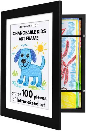 Kids Artwork Frame Changeable (Black) Magnetic Door Holds 100 Art Pieces - 8.5x11 Letter Size Display with Mat or 10x12.5 Without Mat - My Mini Masterpiece | Holds 100 art pieces, magnetic front door Kids Artwork Frame Changeable (Black) Magnetic Door Holds 100 Art Pieces - 8.5x11 Letter Size Display with Mat or 10x12.5 Without Mat - My Mini Masterpiece | Holds 100 art pieces, magnetic front door