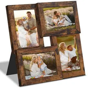 4x6 Collage Frame Tempered Glass For 4 4x6 Photos Brown | Premium Tempered Glass Provides Clear Vision, Ideal Decor to Arrange Your Warm Family Photos At Home 4x6 Collage Frame Tempered Glass For 4 4x6 Photos Brown | Premium Tempered Glass Provides Clear Vision, Ideal Decor to Arrange Your Warm Family Photos At Home