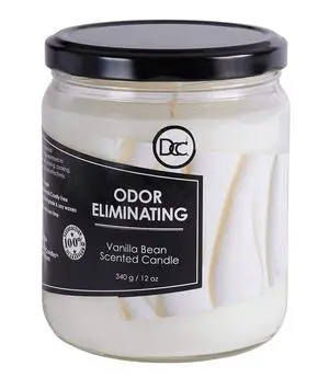Vanilla Bean Odor Eliminating Highly Fragranced Candle - Eliminates 95% of Pet, Smoke, Food, and Other Smells Quickly - Up to 80 Hour Burn time - 12 Ounce Premium Soy Blend Vanilla Bean Odor Eliminating Highly Fragranced Candle - Eliminates 95% of Pet, Smoke, Food, and Other Smells Quickly - Up to 80 Hour Burn time - 12 Ounce Premium Soy Blend