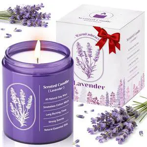 Lavender Scented Soy Candle for Women & Men, 7.6 Oz Jar Candle | Highly Scented With Essential Oil & 40+ Hour Burn TimeCotton Wick & Reusable Glass Jar For Home Or Gifting Lavender Scented Soy Candle for Women & Men, 7.6 Oz Jar Candle | Highly Scented With Essential Oil & 40+ Hour Burn TimeCotton Wick & Reusable Glass Jar For Home Or Gifting