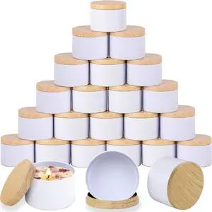 4oz White Candle Tins,24 PCS Candle Jars with Lids for Candle Making | Candle Tins With Wood Grain Lids;Seamless Construction with Matte Finish;Heat and Corrosion Resistant;Jars for Making Candles 4oz White Candle Tins,24 PCS Candle Jars with Lids for Candle Making | Candle Tins With Wood Grain Lids;Seamless Construction with Matte Finish;Heat and Corrosion Resistant;Jars for Making Candles