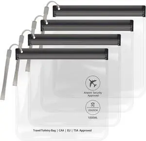 4Pcs Clear TSA Approved Security Toiletry Bag Quart Size for EU UK & US Carry-on Regulations Waterproof & Leakproof Travel Bags for Liquids 4Pcs Clear TSA Approved Security Toiletry Bag Quart Size for EU UK & US Carry-on Regulations Waterproof & Leakproof Travel Bags for Liquids