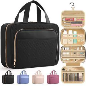 Hanging Travel Toiletry Bag Women Men, Black, Medium | Waterproof Makeup Bag Hanging Hook,Multiple Pockets,Travel Essentials,11.2 x 3.2 x 8.9inches Hanging Travel Toiletry Bag Women Men, Black, Medium | Waterproof Makeup Bag Hanging Hook,Multiple Pockets,Travel Essentials,11.2 x 3.2 x 8.9inches