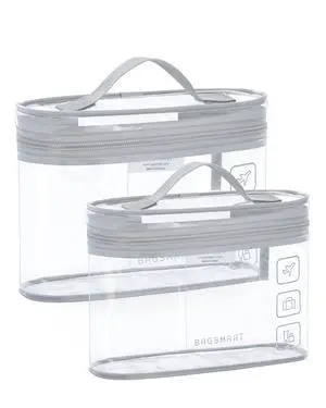 TSA Approved Toiletry Bag, 2 Pack Clear Makeup Cosmetic Bag Organizer, Quart Size Travel Bag for Toiletries, Carry-on Travel Accessories Essentials, Gray-2pcs TSA Approved Toiletry Bag, 2 Pack Clear Makeup Cosmetic Bag Organizer, Quart Size Travel Bag for Toiletries, Carry-on Travel Accessories Essentials, Gray-2pcs